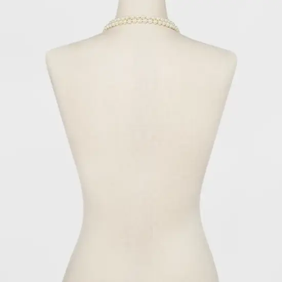 Long Faux Pearl Necklace - A New Day&trade; Silver/White image {2}