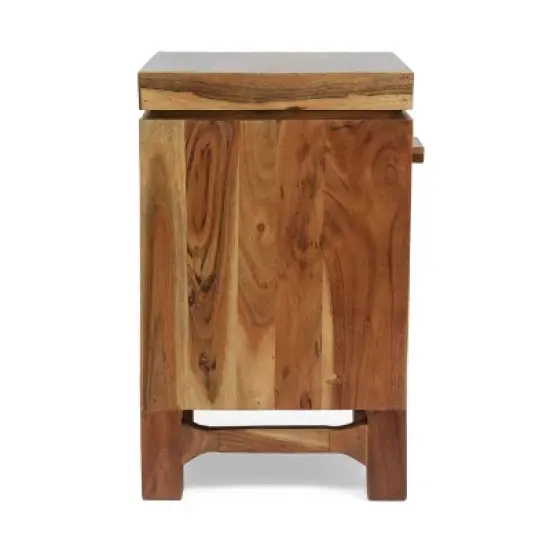 Wadley Boho Handcrafted Acacia Wood Nightstand Natural - Christopher Knight Home image {4}