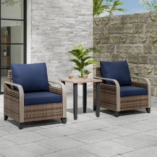 EAGLE PEAK Wicker Bistro Table and Chairs, Outdoor Bistro Set, Rattan Patio Furniture, Wicker Patio Chairs & Table, 3 Piece Set image {1}