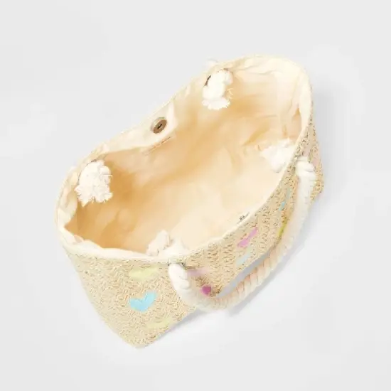 Girls' Heart Embroidered Tote Bag - Cat & Jack&trade; Off- White image {2}