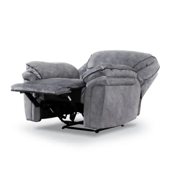 miBasics Breezenight Transitional Padded Manual Glider Reclining Chair Gray: Microsuede Upholstery, Foam Fill, Wood Frame image {1}