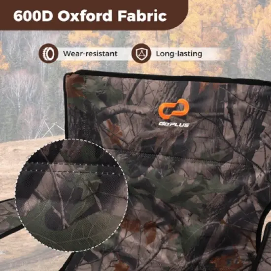 Costway 2PCS 360&deg; Swivel Hunting Chair with Mesh Cup Holder & Storage Pockets Cozy Backrest Camo/Blue/Multicolor image {8}