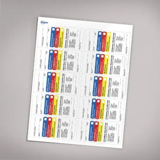 Avery HMIS Secondary Container Labels, Waterproof, Chemical Resistant, Preprinted, Handwrite-Only, 4" x 2", 50 HMIS Labels image {5}