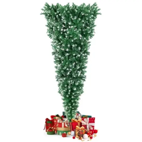 Costway 7.5FT Pre-Lit Snowy Upside Down Christmas Tree 1100 Tips w/ 400 Lights & 8 Modes image {9}