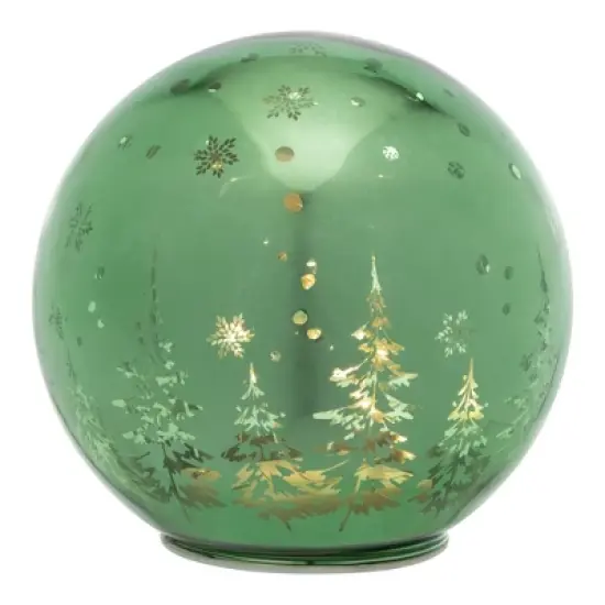 Northlight LED Lighted Pine Trees and Snowflakes Glass Globe Christmas Decoration - 6" image {4}