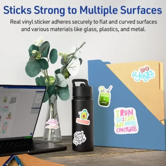 Avery Printable Vinyl Sticker Paper, 8-1/2" x 11", Matte White, Permanent Adhesive, Laser Printer Compatible, 7 Sheets Total image {5}