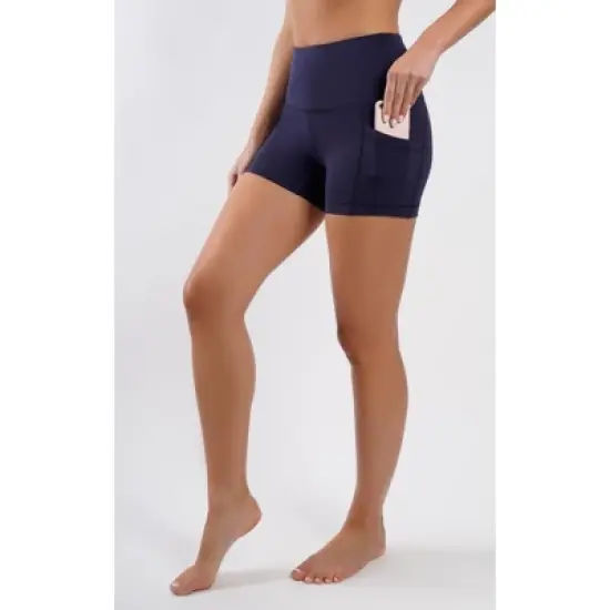 Yogalicious Womens Lux Polygiene Tribeca High Waist 3 1/2" Short with Side Pockets image {4}