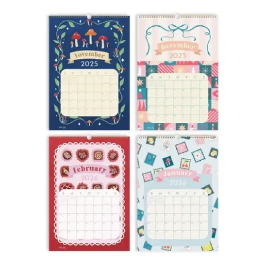 Blue Sky 12"x17" 2025-2026 Monthly Wall Calendar Tinned Assorted image {4}