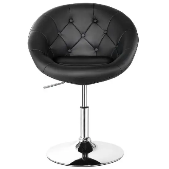 Tangkula Modern Swivel Bar Stools Height Adjustable Round Tufted Back Accent Chair Black/White image {11}