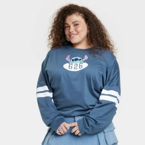 Women's Stitch Collegiate Long Sleeve Jersey Graphic T-Shirt - Blue image {4}