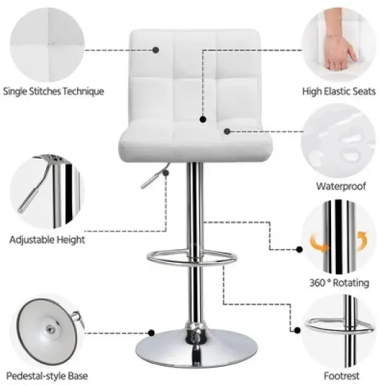 Yaheetech 2pcs Adjustable PU Leather Swivel Stool Armless Chairs with Bigger Base image {3}