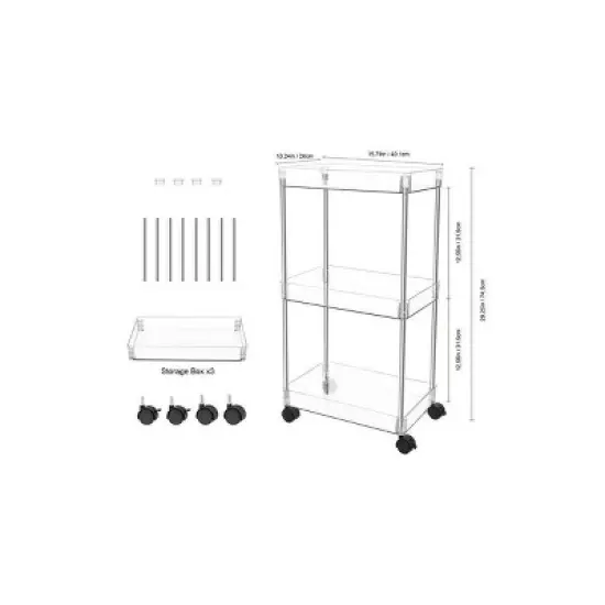 J&V TEXTILES Acrylic 3 Tier Kitchen Rack Chrome/Clear image {5}