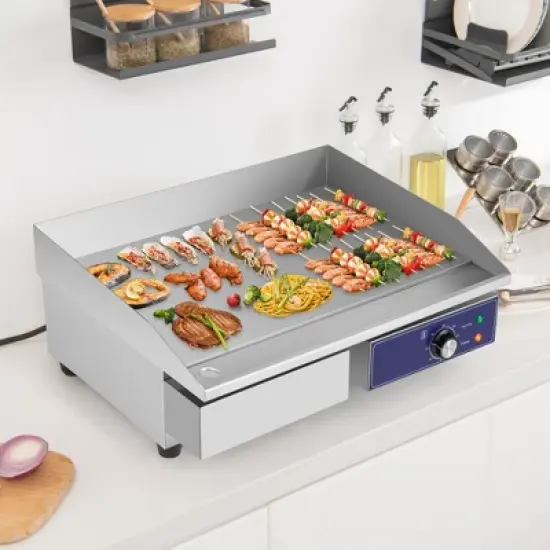 Costway 22'' Commercial Electric Griddle 110V 2000W Flat Top Countertop Grill 122℉-572℉ image {3}