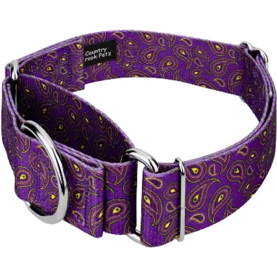 Country Brook Petz 1 1/2 Inch Purple Paisley Martingale Dog Collar image {3}