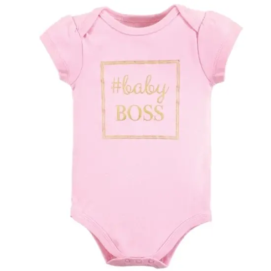 Little Treasure Baby Girl Cotton Bodysuit and Pant Set, Gold Roses image {2}