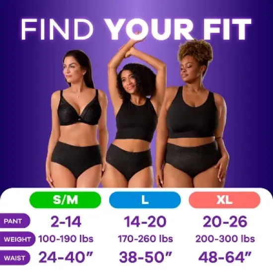 Always Discreet Night Black Women's Incontinence Underwear - Maximum - L - 16ct/3pk image {4}