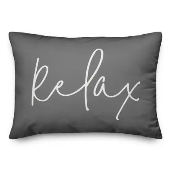 Creative Products Relax Thin Script Grey and White 14x20 Indoor / Outdoor Pillow image {8}