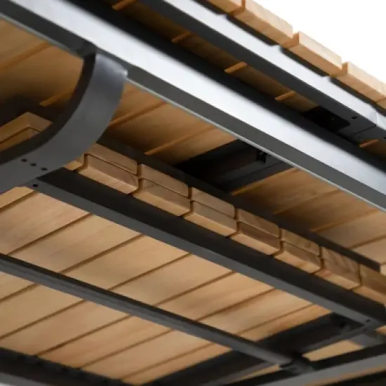 Greemotion 61.4"-93.9" Mackay DSC Teak Wood & Metal Rectangle Outdoor Patio Dining Table with Self Storing Butterfly L: Seats 8 image {4}