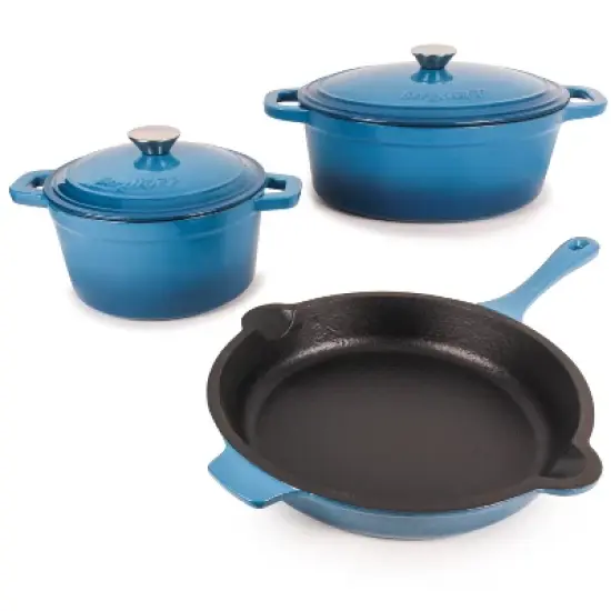 BergHOFF Neo 5Pc Cast Iron Cookware Set, 3Qt Covered Dutch Oven, 5Qt Covered Stock Pot, & 10" Fry Pan image {14}