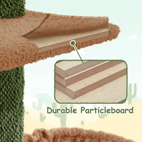 Yaheetech 52.5inch Cactus Cat Treewith Natural Sisal, Green/Brown image {5}