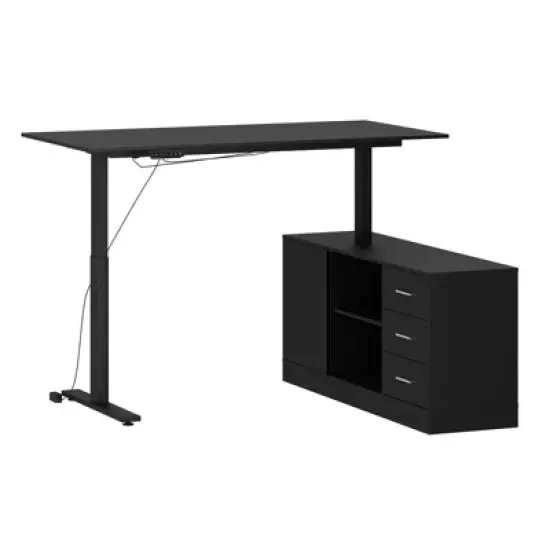 Famapy Gaming Height-Adjustable Desk with Storage & Electric Lift Top,Reversible Left-Right Study/Computer Desk,Sit-Stand Gaming Workstation image {12}