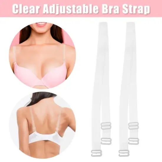 Unique Bargains ABS Non-Slip Adjustable Invisible Clear Bra Shoulder Strap Transparent 3 Pair image {1}
