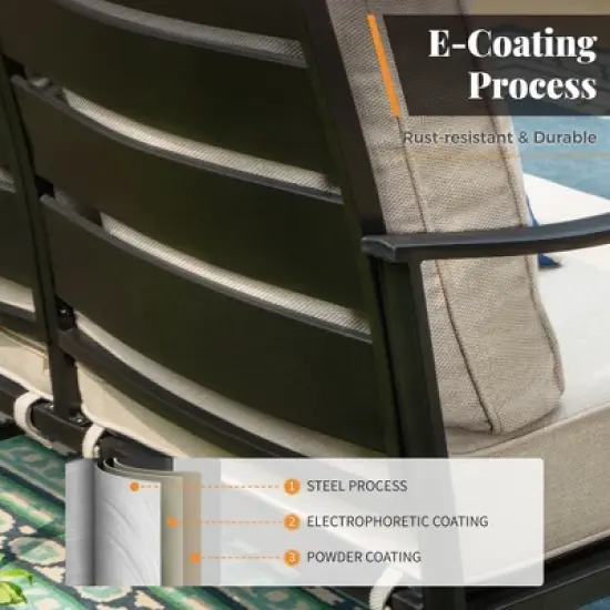 Captiva Designs 6pc Metal Patio Furniture Conversation Set with Armchairs and Ottomans for Garden Porch Backyard image {7}