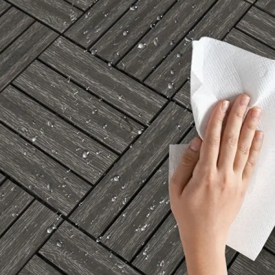 Wood Plastic Composite Deck Tiles Set of 20pcs, DIY Interlocking Decking Tiles, Floor Tile, Durable image {3}