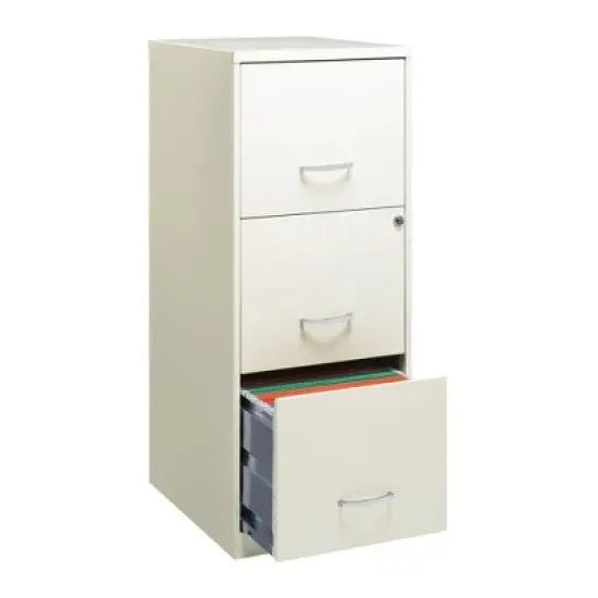 Space Solutions 18 Inch 3 Drawer Vertical Organizer Cabinet for Office, White image {3}