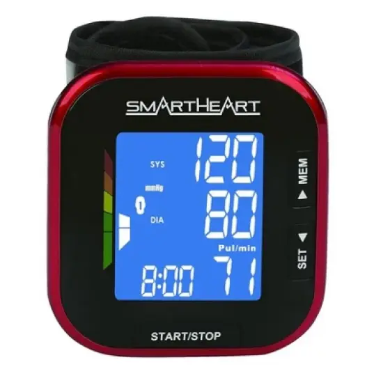 Smartheart Adult Cuff Wrist Digital Blood Pressure Monitor Black Device 1 Each image {2}