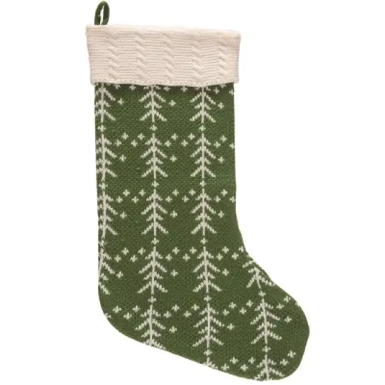 Transpac Polyester 19 in. Multicolor Christmas Plush Tree Pattern Stocking Set of 3 image {1}