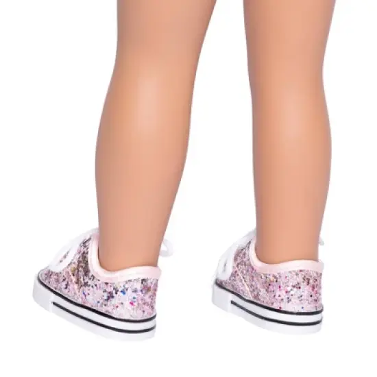 I'M A GIRLY Rose Gold Glitter Sneakers - Fits I'M A GIRLY 18" Fashion Doll image {2}