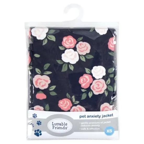 Luvable Friends Pet Thunder Anxiety Jacket, Navy Floral image {1}