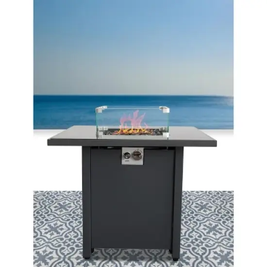 25 inch H x 30 inch W Steel Outdoor Fire Pit Table with Lid image {6}