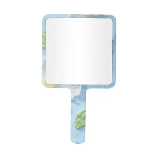 Unique Bargains Floral Square Handheld Mirror Blue White 1 Pc image {3}
