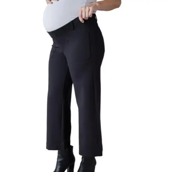 Ingrid & Isabel Maternity Cropped Wide Leg Ponte Pant image {4}