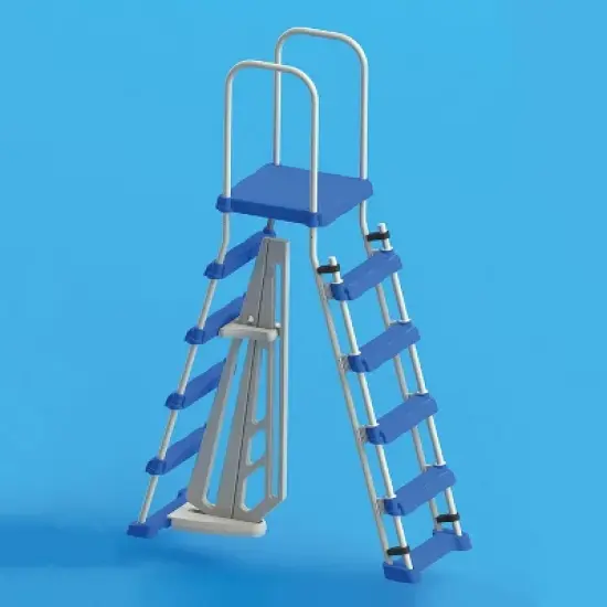 Swimline 5-Step A-Frame Above Ground Entry/Exit Pool Ladder with Handrails and Safety Barrier for 48" to 52" Tall Pool Height image {5}