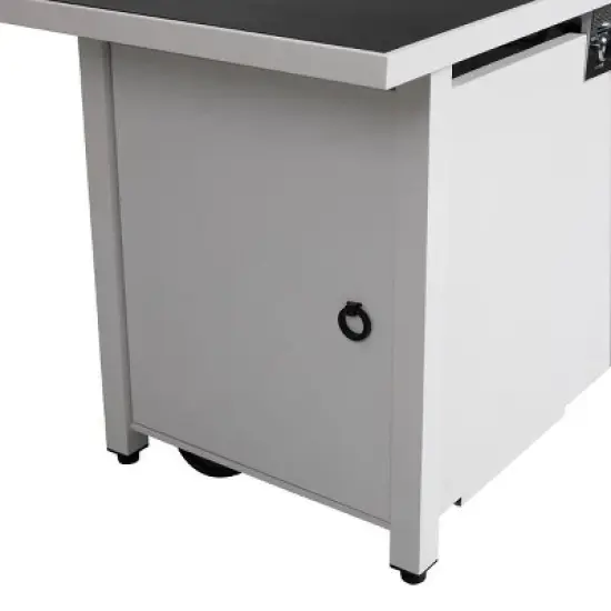 43" Rectangular Steel Outdoor Fire Pit Table with Smoked Glass Top and Lid image {5}