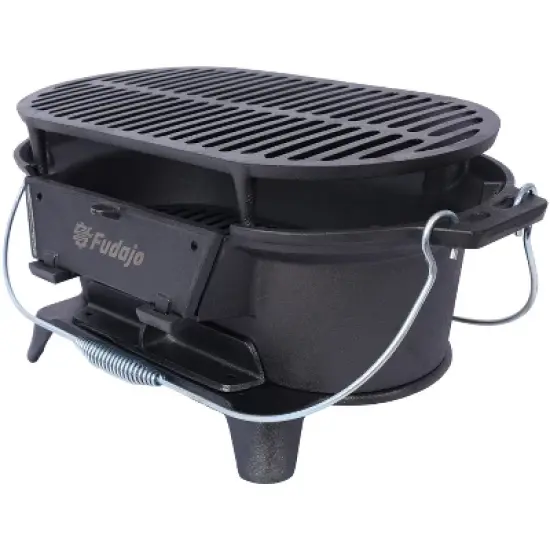 KTMBDW Large Hibachi Grill Outdoor, Portable Charcoal Grill and Tabletop Cast Iron Skillet, 100% Cast Iron, Durable, Camping Grill Grate image {1}