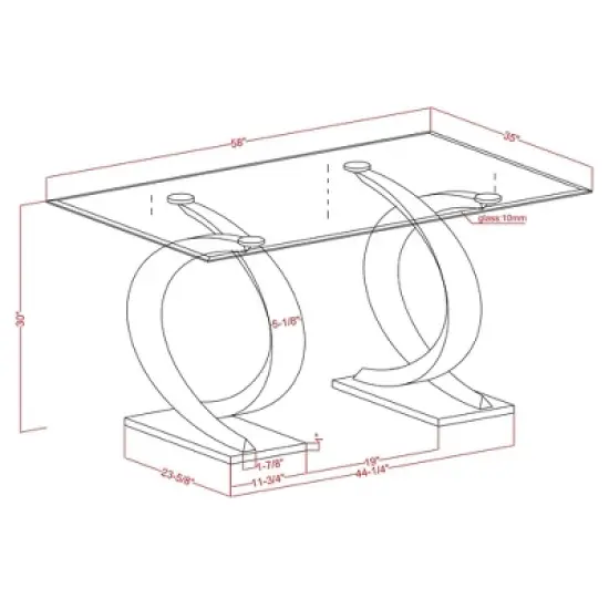 58" Gleneagles Modern Rectangle Glass Top Dining Table Gray/Champagne/Black - HOMES: Inside + Out image {8}