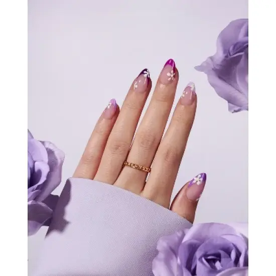 BTArtboxnails XCOATTIP&reg; Press-On Nails - Purple Pastel French - Short Almond -160ct image {3}