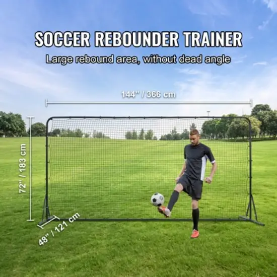 VEVOR Soccer Rebounder Net,12x6FT Iron Soccer Training Equipment,Sports Football Training Gift with Portable Bag,Volleyball Rebounder Wall Perfect image {2}