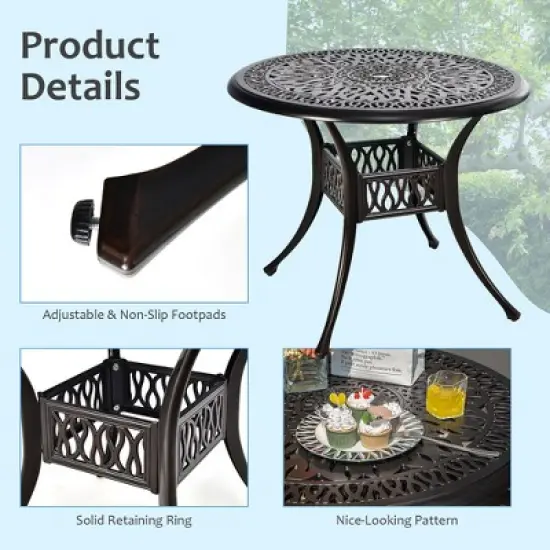 Costway 5 PCS Patio Dining Bistro Sets Cast Aluminum Round Patio Table W/Chairs image {5}