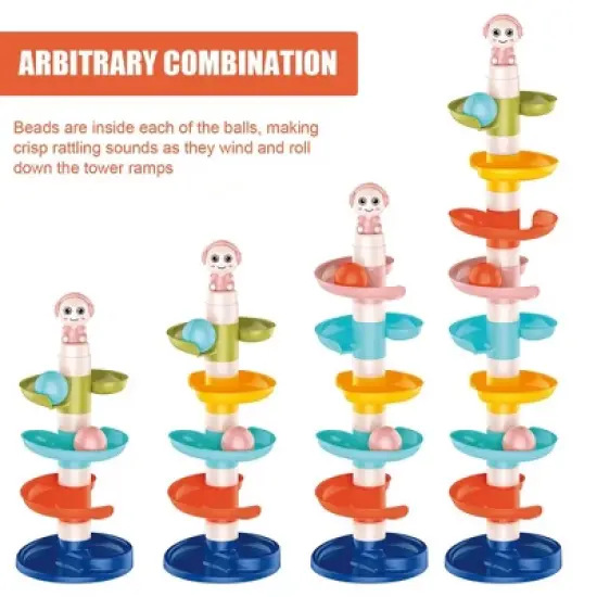 Fun Little Toys 9-Tier Ball Drop Tower, Development Educational Activities Toy Birthday Gift image {4}