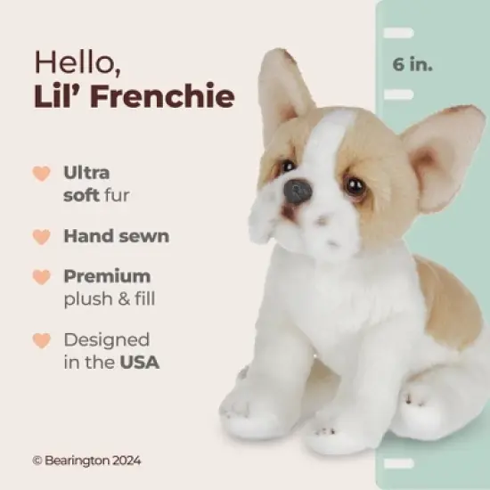 Bearington Lil' Frenchie The French Bulldog Stuffed Animal, 6 Inch Bulldog Stuffed Animal, For Ages 3-14 image {5}