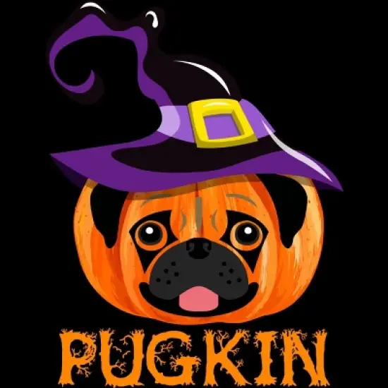 Junior's Design By Humans Pugkin Pumpin Halloween By trantanphat95 T-Shirt image {1}