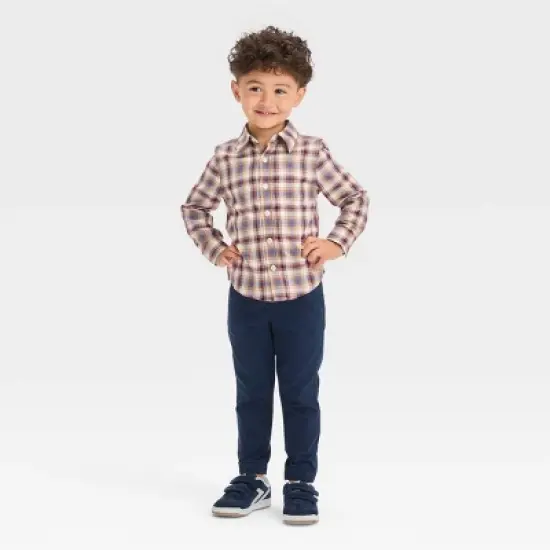 OshKosh B'gosh Toddler Boys' Long Sleeve Woven Flannel Shirt - Maroon image {2}
