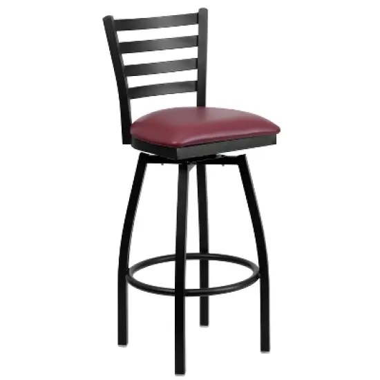 Flash Furniture Black Ladder Back Swivel Metal Barstool image {12}