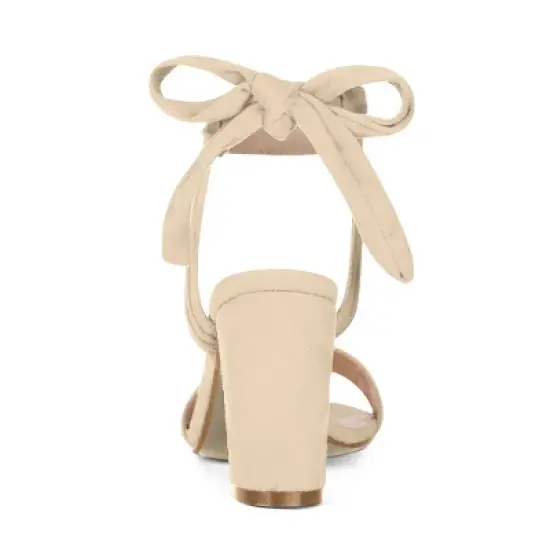 Allegra K Women's Open Toe Ankle Tie Back Chunky Heel Sandals image {2}