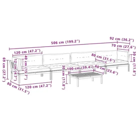 vidaXL Patio Pallet Sofa Set with Cushions, 5 Piece Furniture - Solid Acacia Wood, Modular Design, Ideal for Garden, Patio, Terrace image {10}